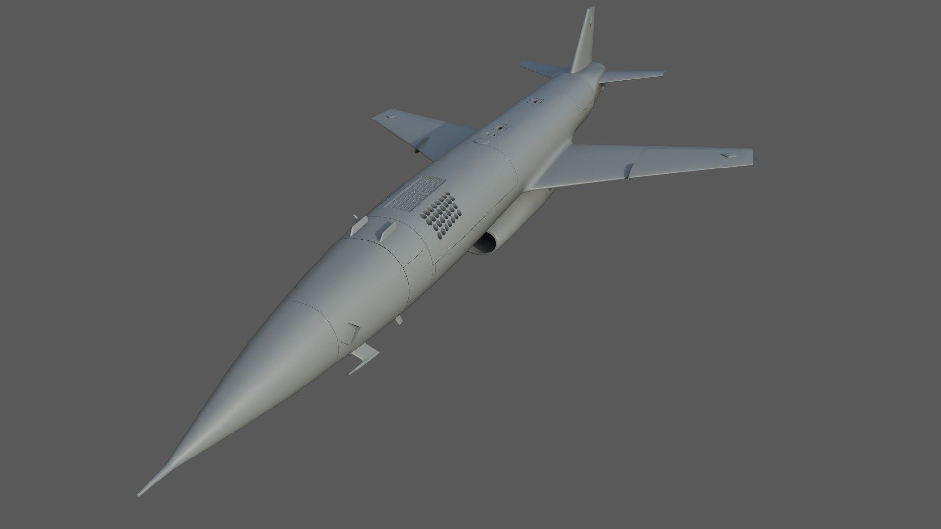 BQM-167A orange military jet flying in sky 3D model_11