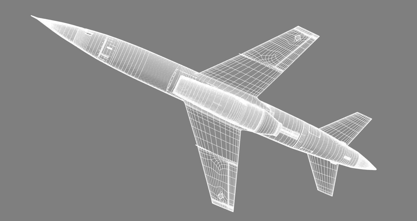 BQM-167A orange military jet flying in sky 3D model_18