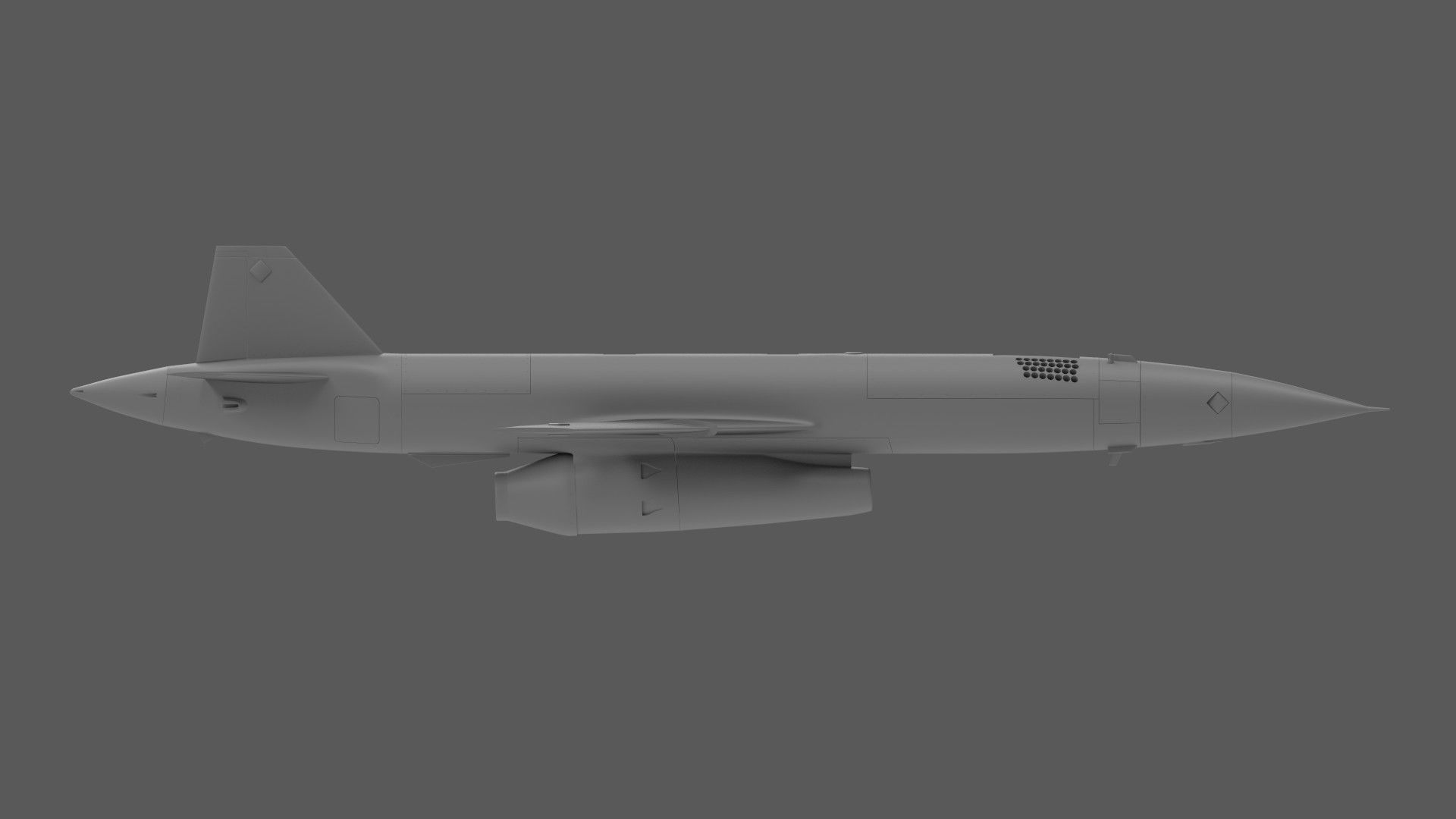 BQM-167A orange military jet flying in sky 3D model_13