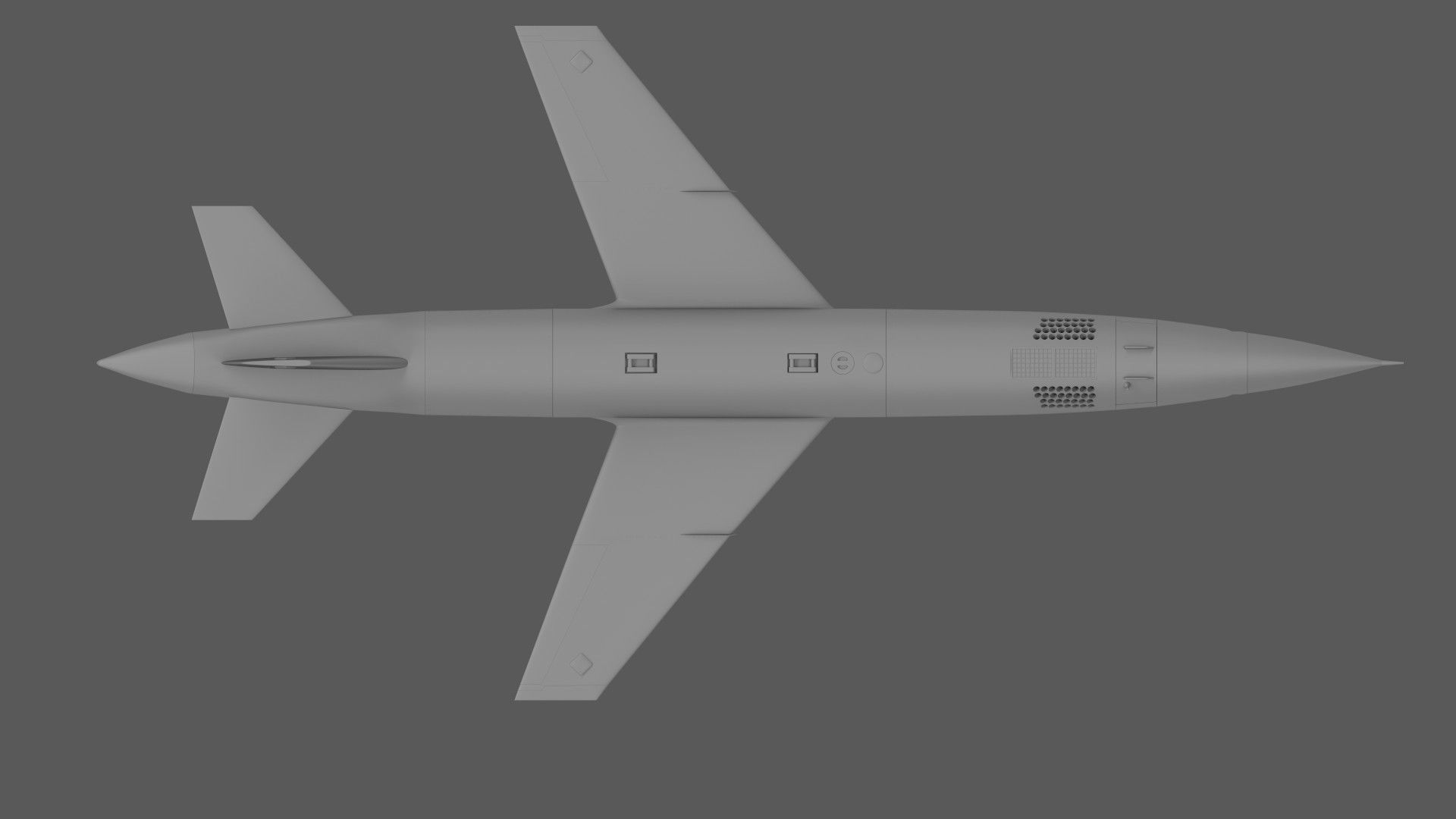 BQM-167A orange military jet flying in sky 3D model_14