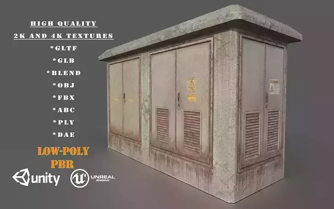Old Transformer  Box Low-poly PBR Game Ready 3D Model Low-poly 3D model