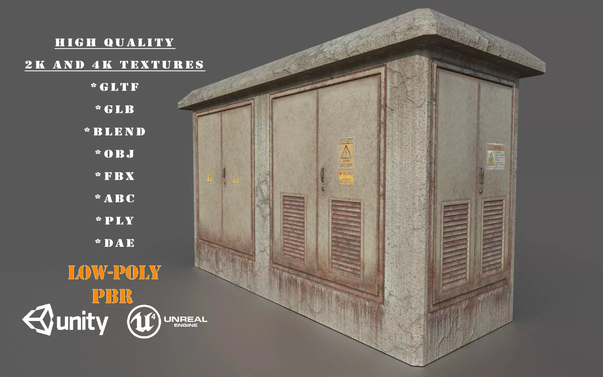 Old Transformer  Box Low-poly PBR Game Ready 3D Model Low-poly 3D model_0