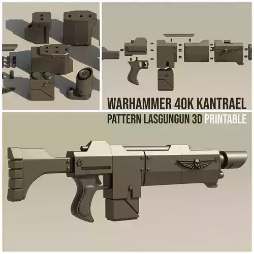 Warhammer 40K Kantrael Pattern Lasgun  Gun 3D Printable Free 3D model