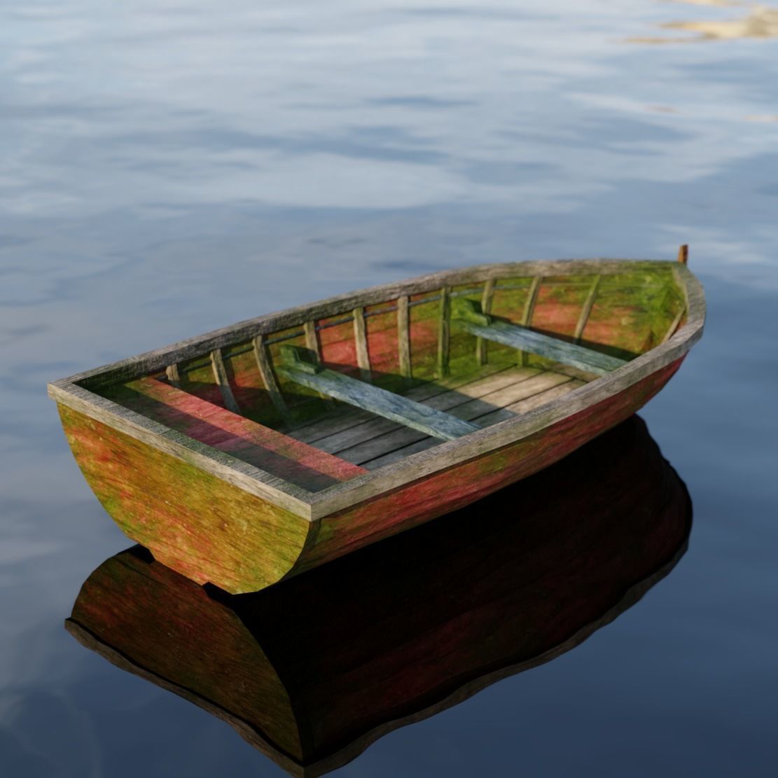 Old Boat Low-poly 3D model_2