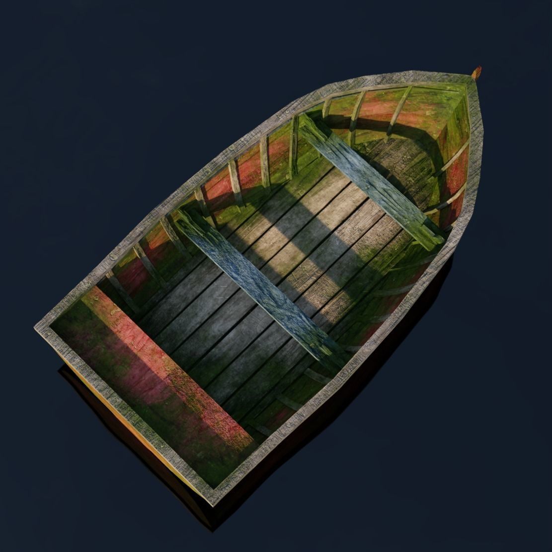 Old Boat Low-poly 3D model_3