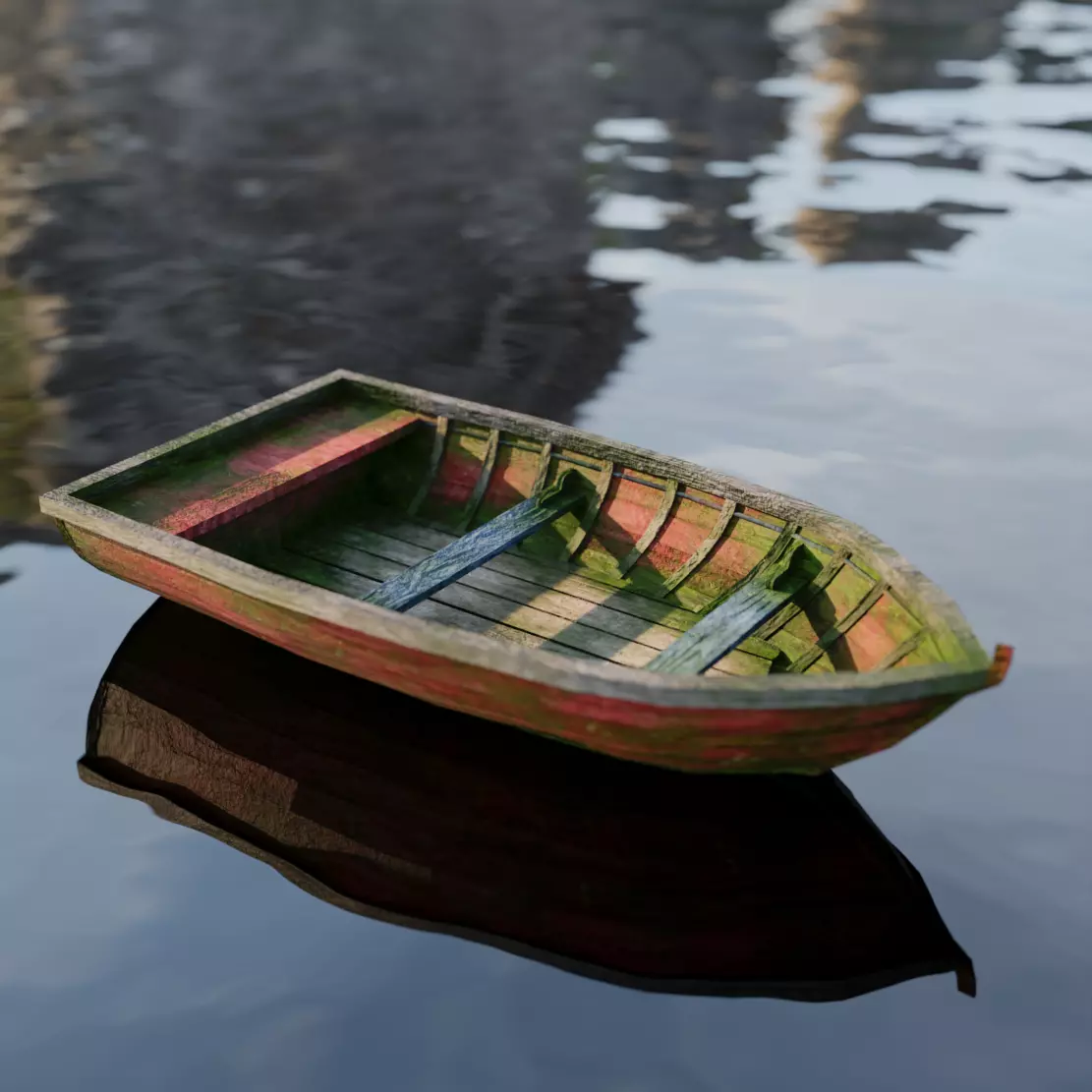 Old Boat Low-poly 3D model_0