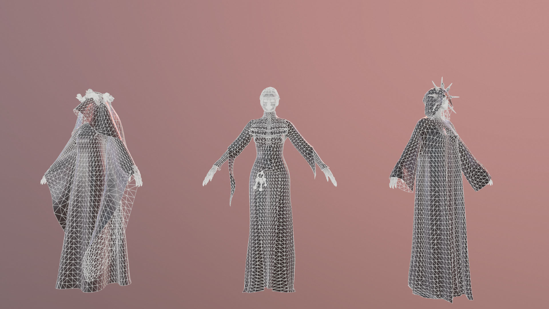 Lady Ghost Low-poly 3D model_12