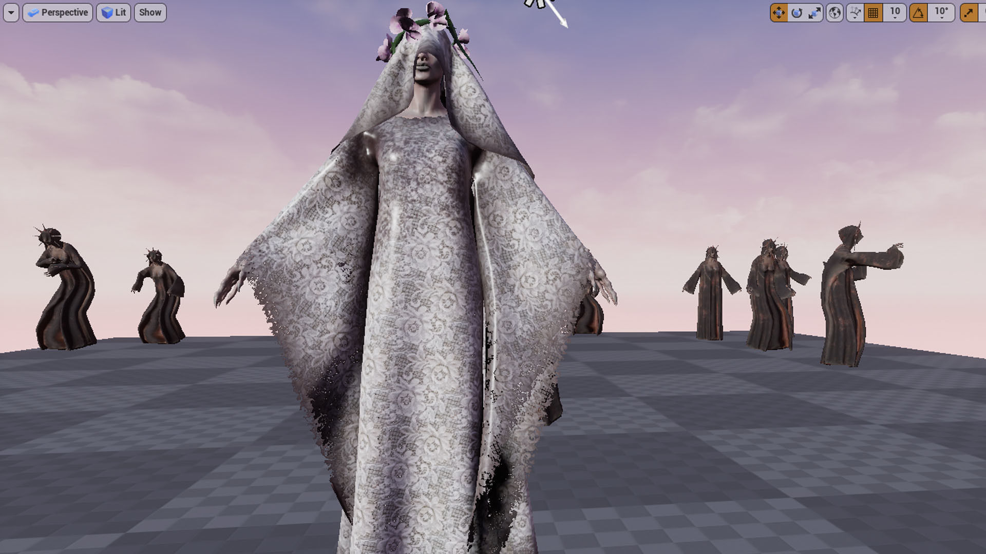 Lady Ghost Low-poly 3D model_8