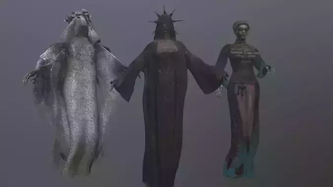 Lady Ghost Low-poly 3D model