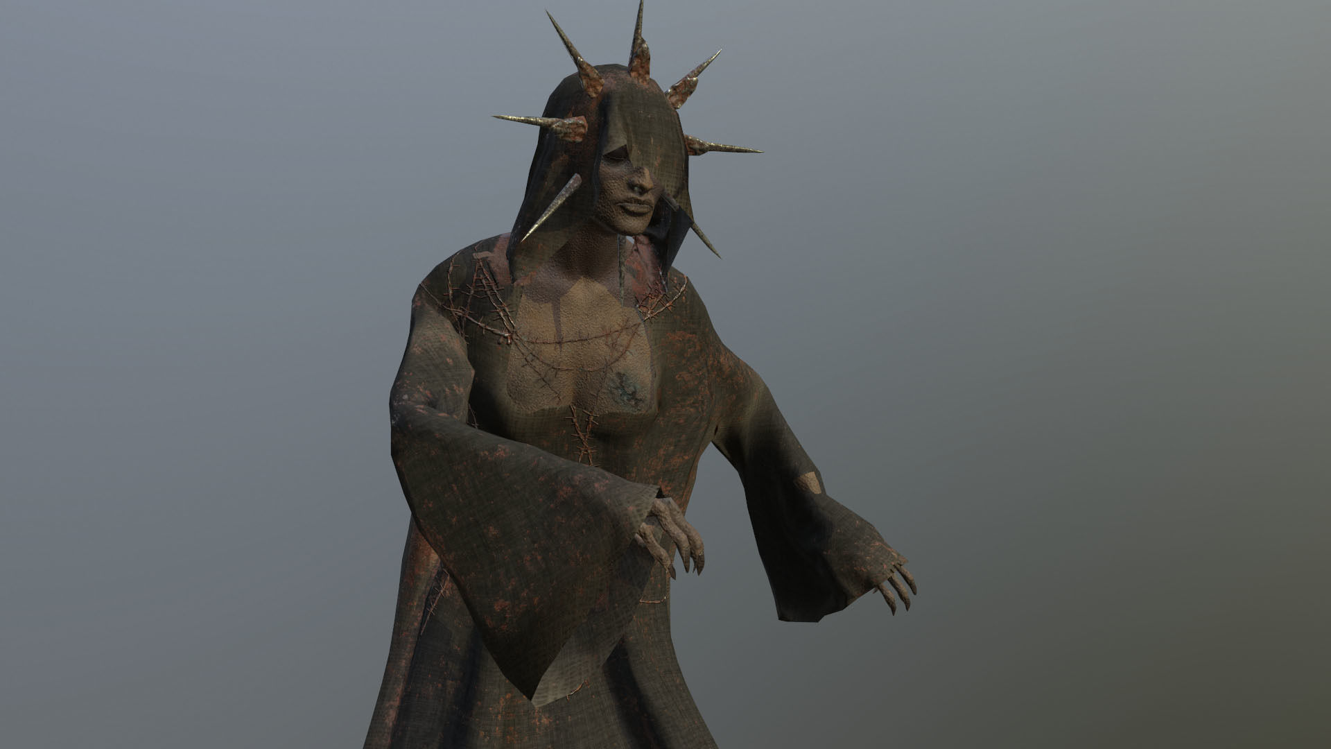 Lady Ghost Low-poly 3D model_3