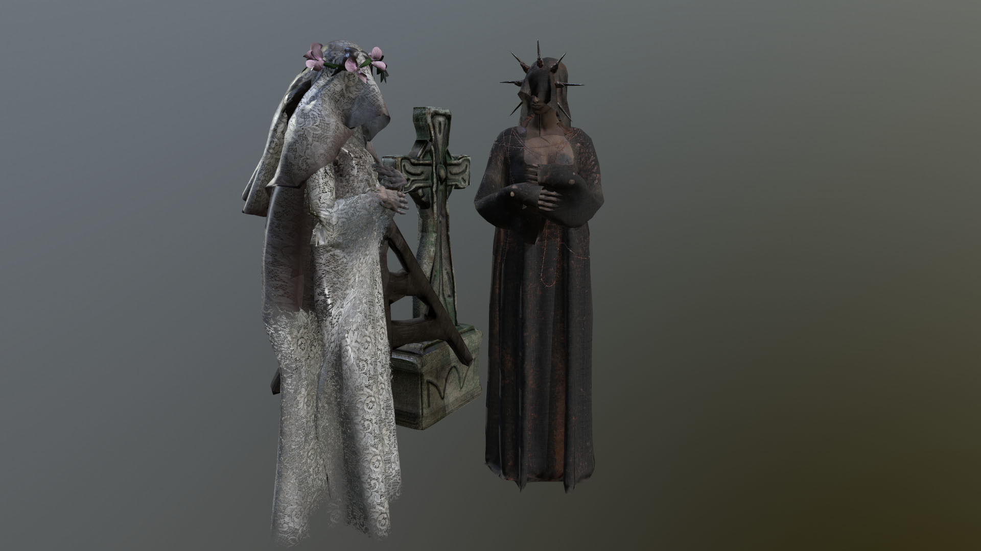 Lady Ghost Low-poly 3D model_2