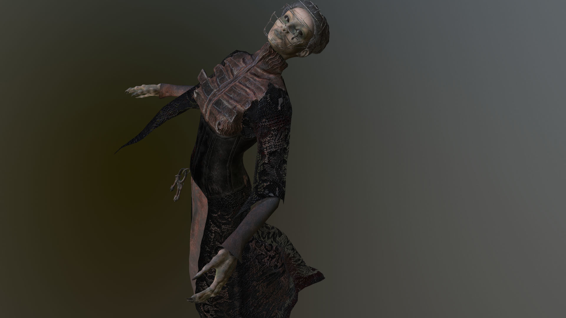 Lady Ghost Low-poly 3D model_14