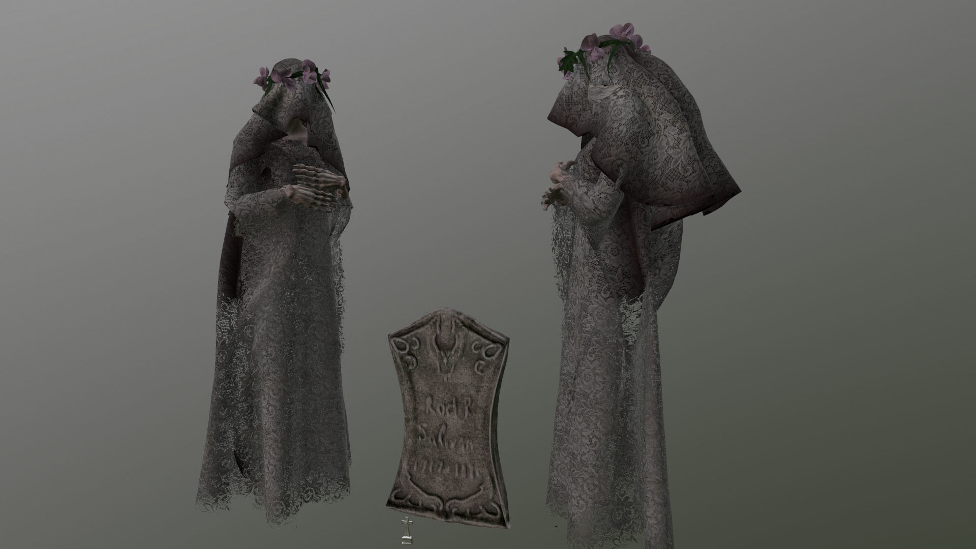 Lady Ghost Low-poly 3D model_4