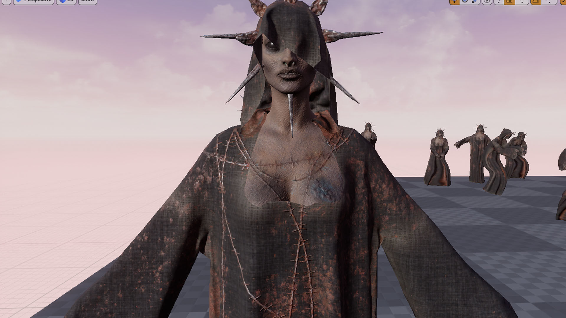 Lady Ghost Low-poly 3D model_7