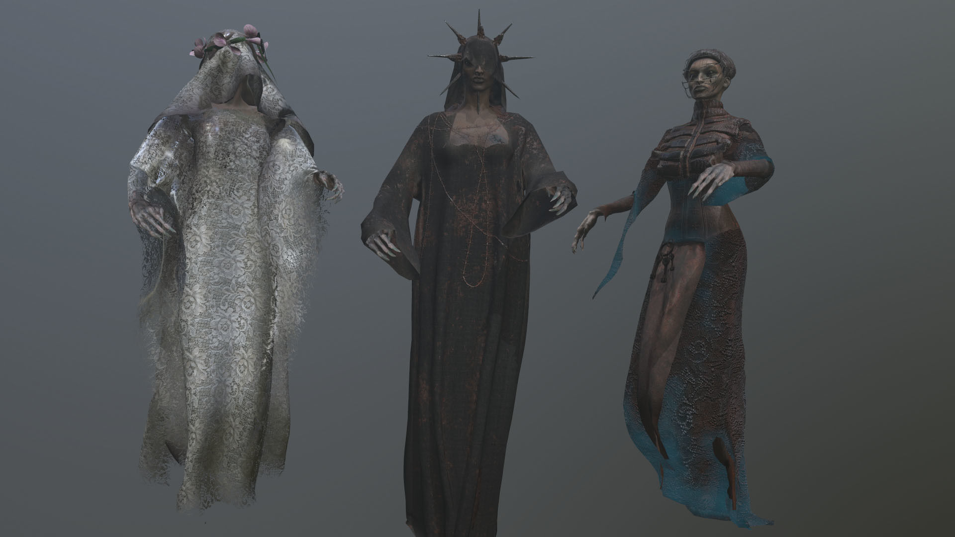 Lady Ghost Low-poly 3D model_5