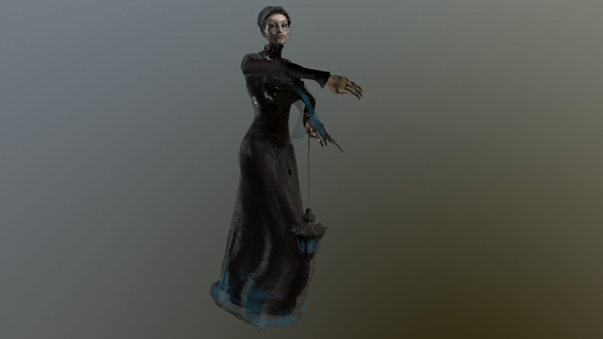 Lady Ghost Low-poly 3D model_13