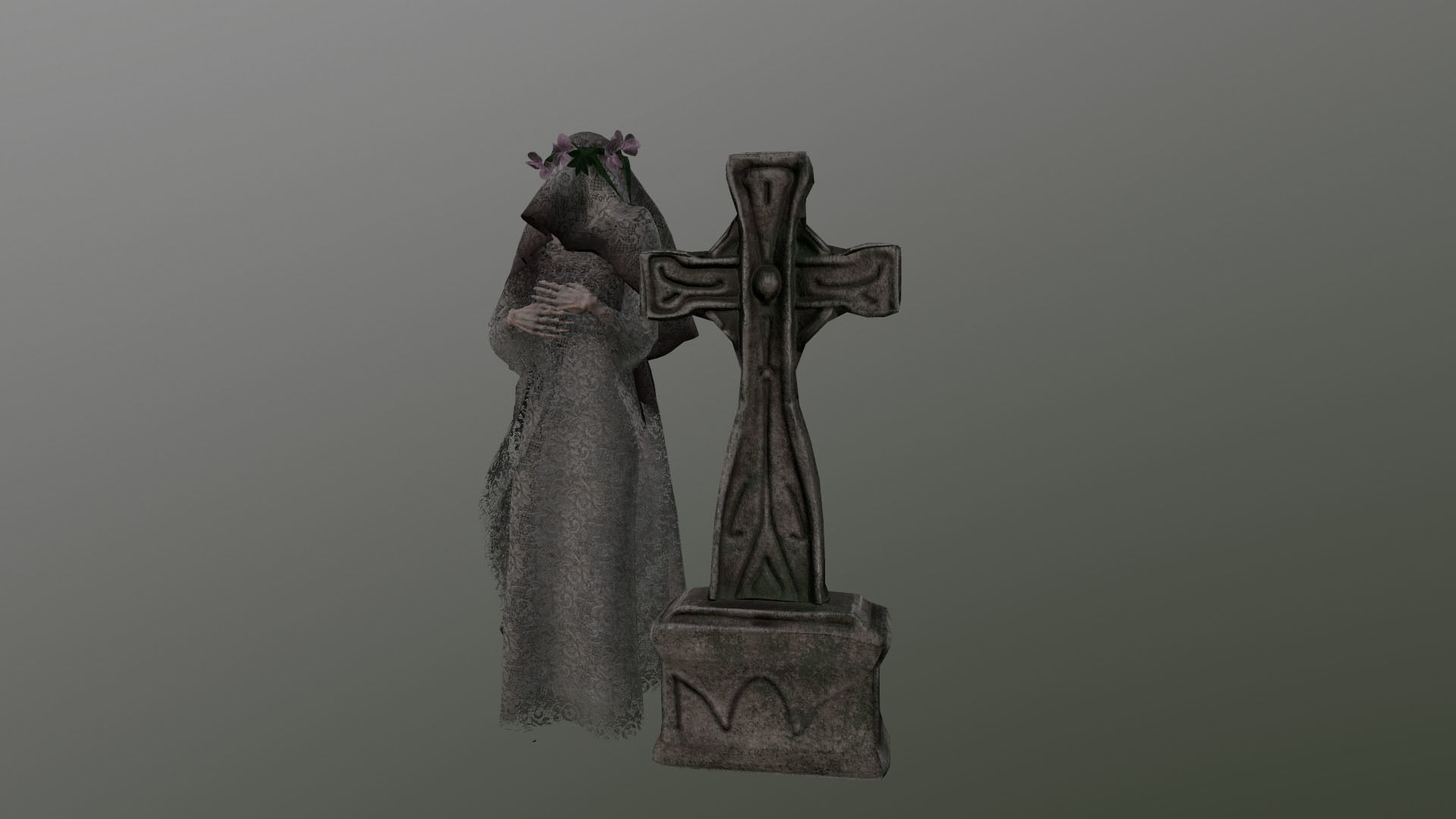 Lady Ghost Low-poly 3D model_11