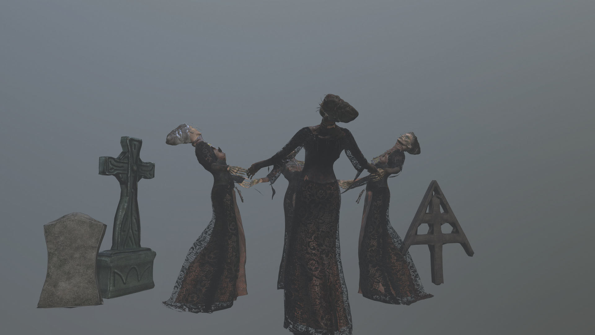 Lady Ghost Low-poly 3D model_6