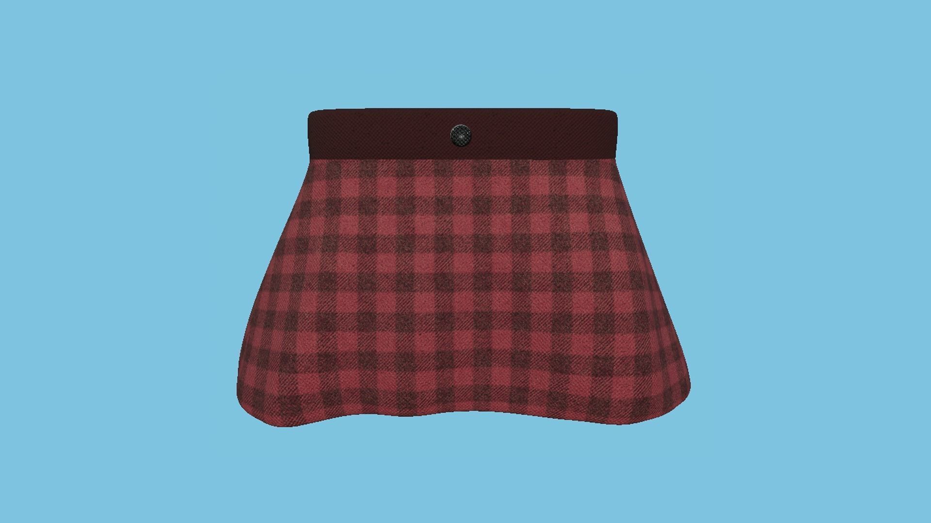 Red Plaid Skirt - Female Character Fashion Design Low-poly 3D model_4