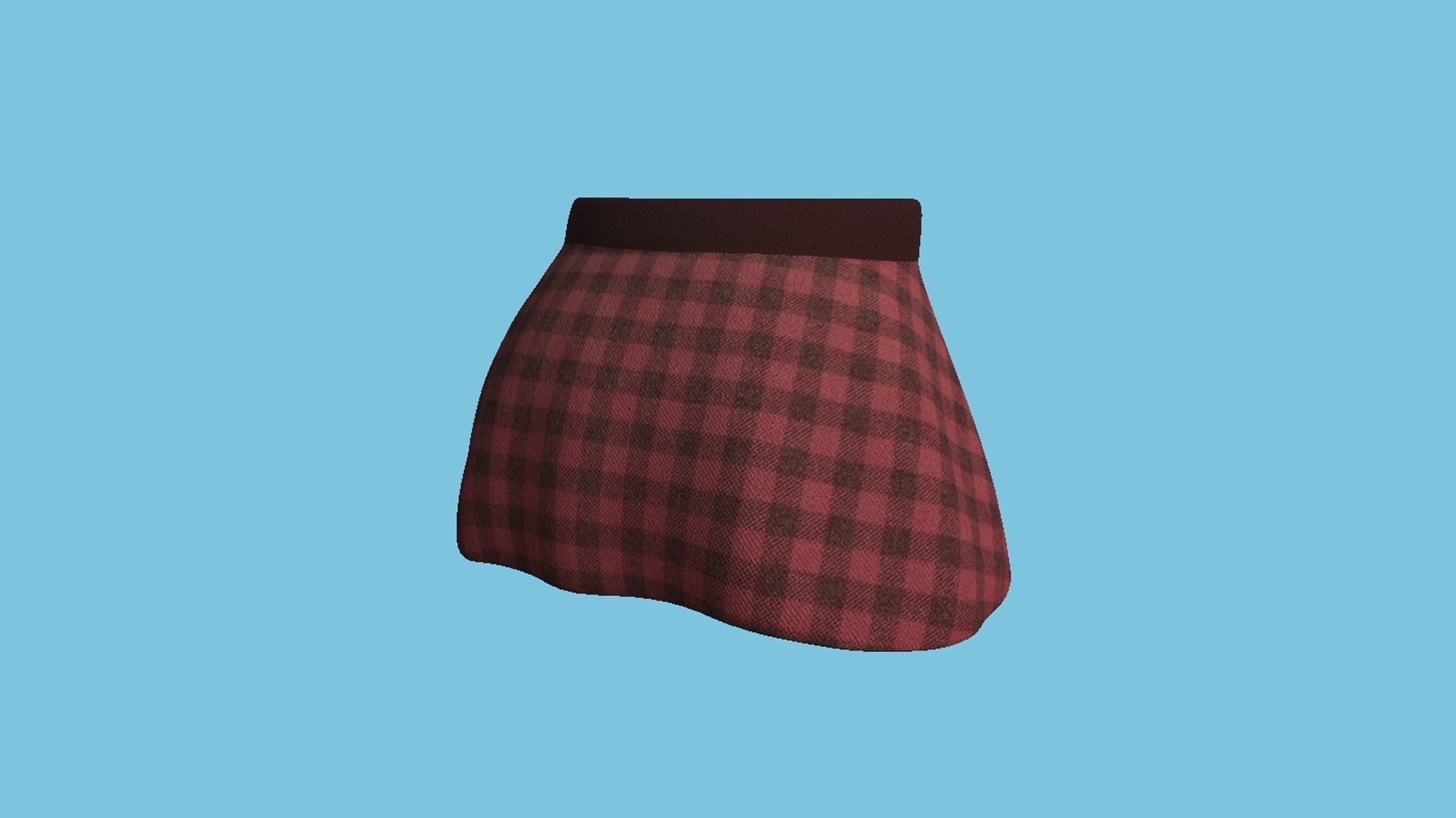 Red Plaid Skirt - Female Character Fashion Design Low-poly 3D model_1