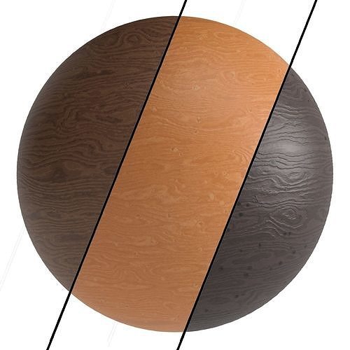 3 Wood Materials PBR 4k 3D model