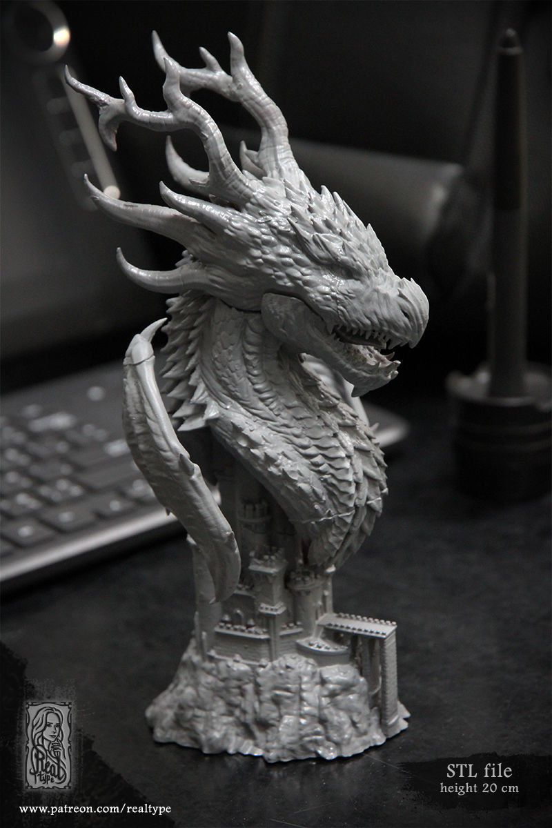 Dragon on Castle Model 3D print model_2
