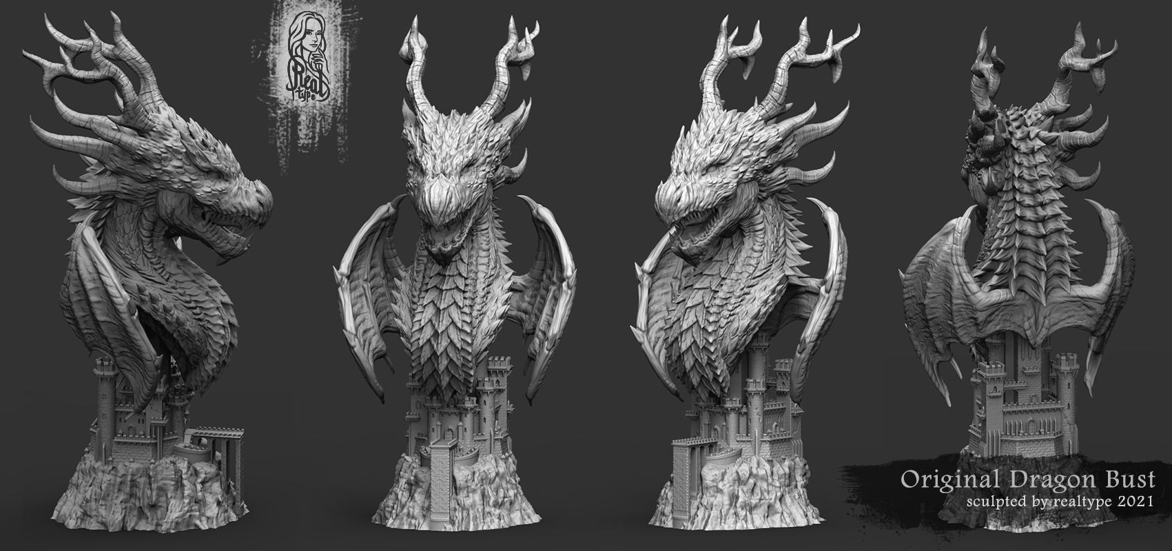 Dragon on Castle Model 3D print model_1