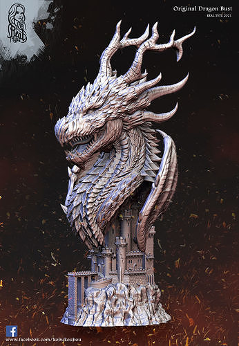 Dragon on Castle Model 3D print model
