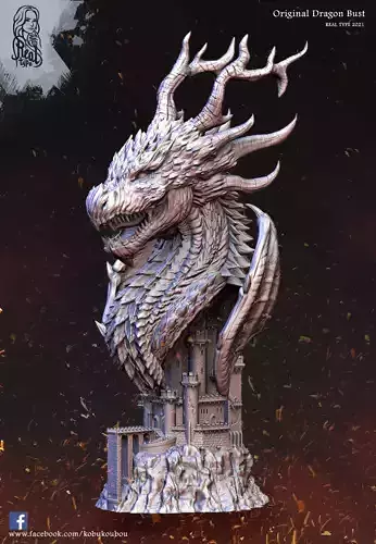 Dragon on Castle Model 3D print model