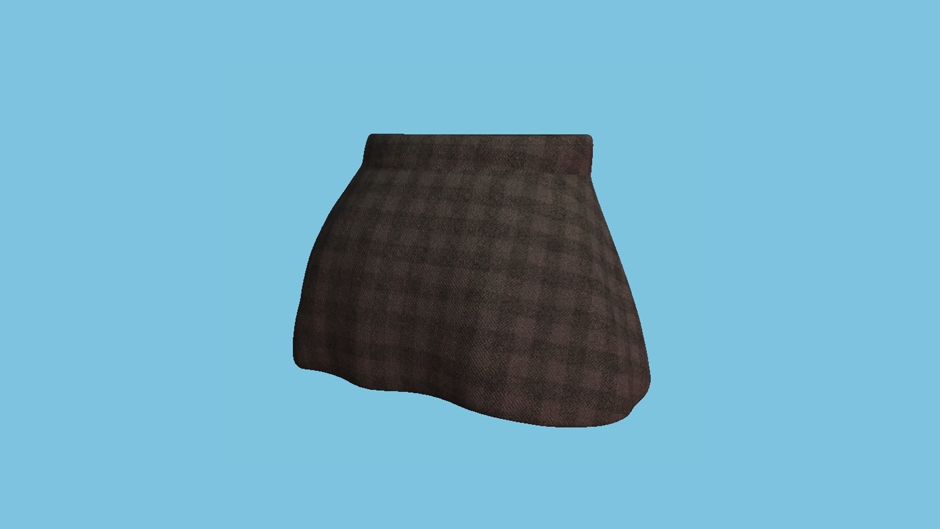 Black Plaid Skirt - Female Character Fashion Design Low-poly 3D model_1