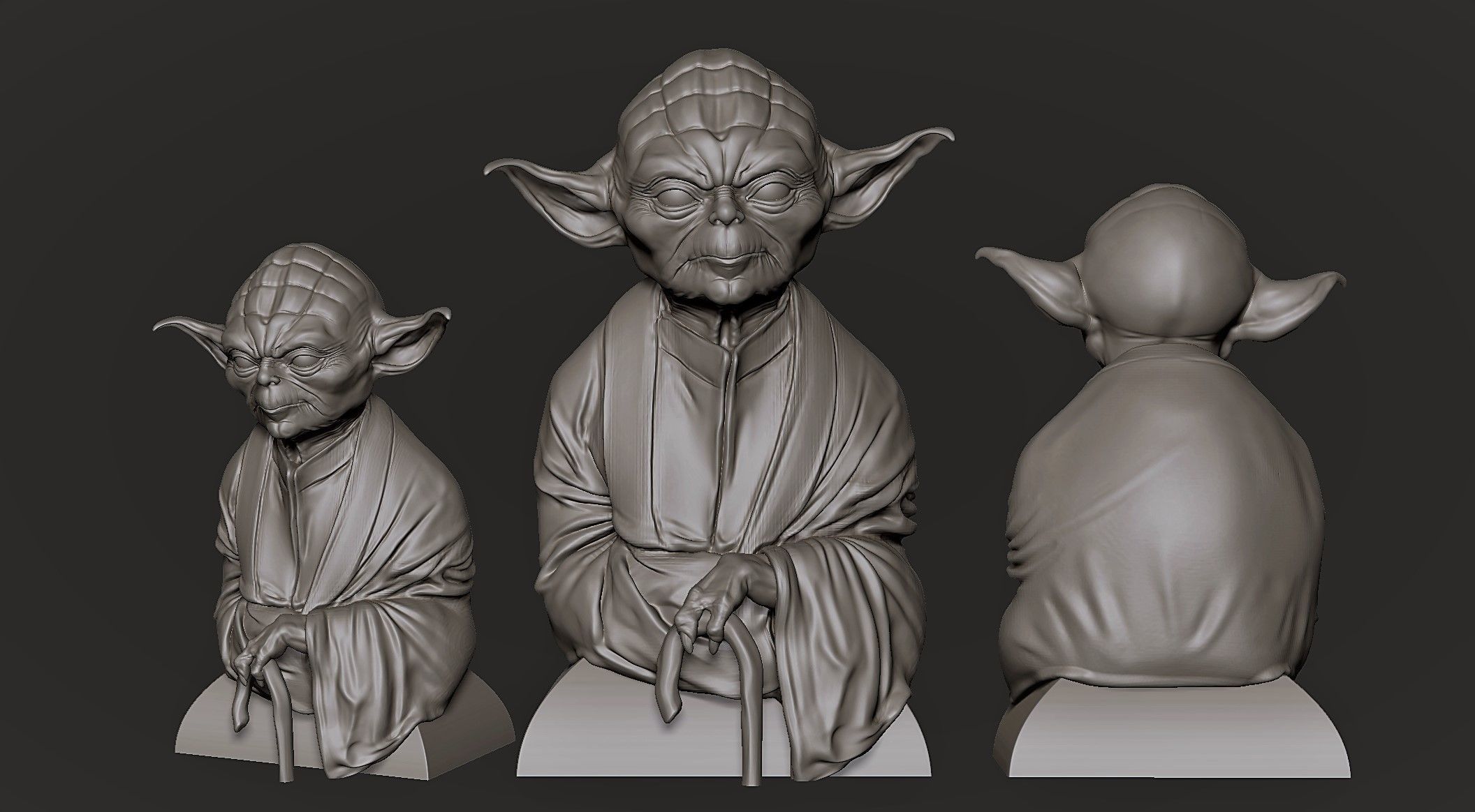 YODA bust STL 3D print model_4