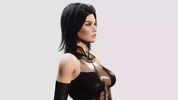 Rigged Stylish Woman in Leather Outfit PBR