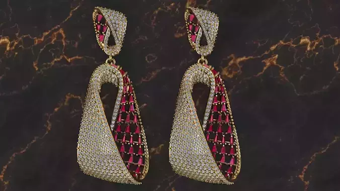 3D Glorious Diamond Earrings