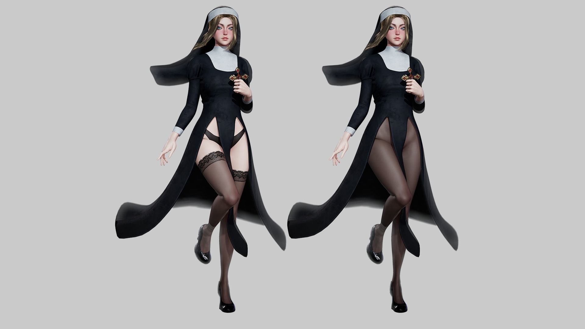 Nun - Game Ready Low-poly 3D model_7