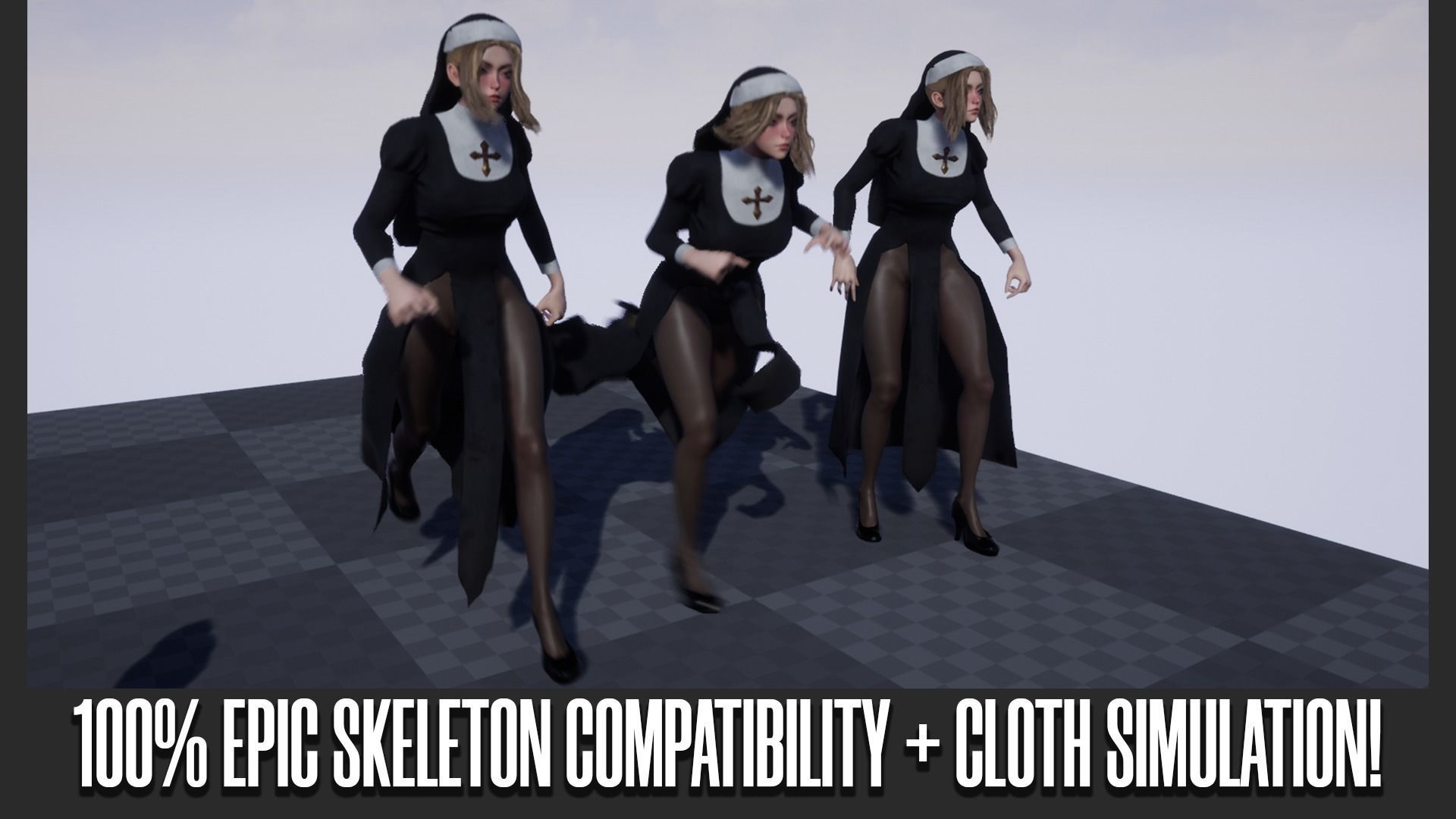 Nun - Game Ready Low-poly 3D model_19
