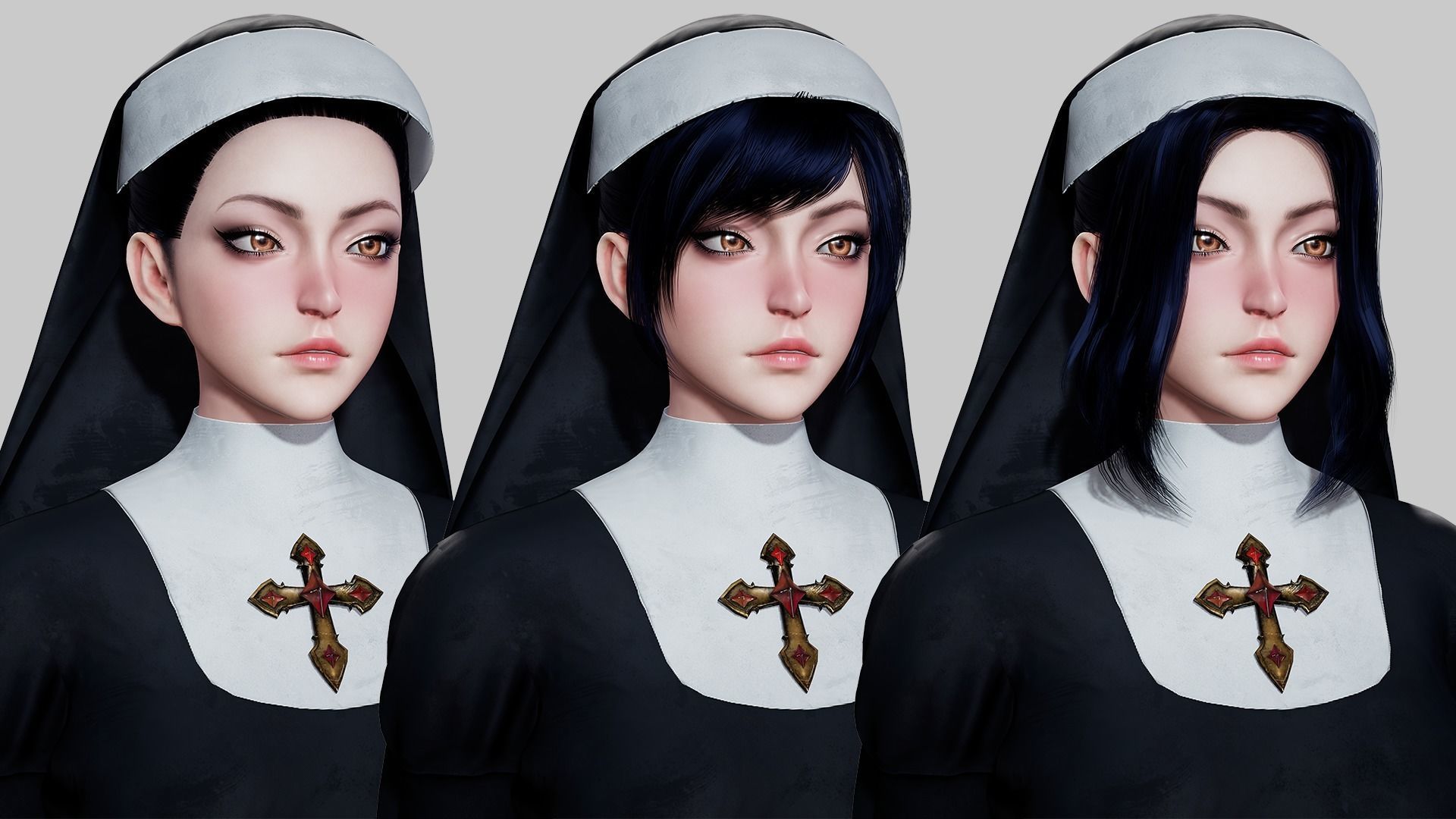 Nun - Game Ready Low-poly 3D model_9
