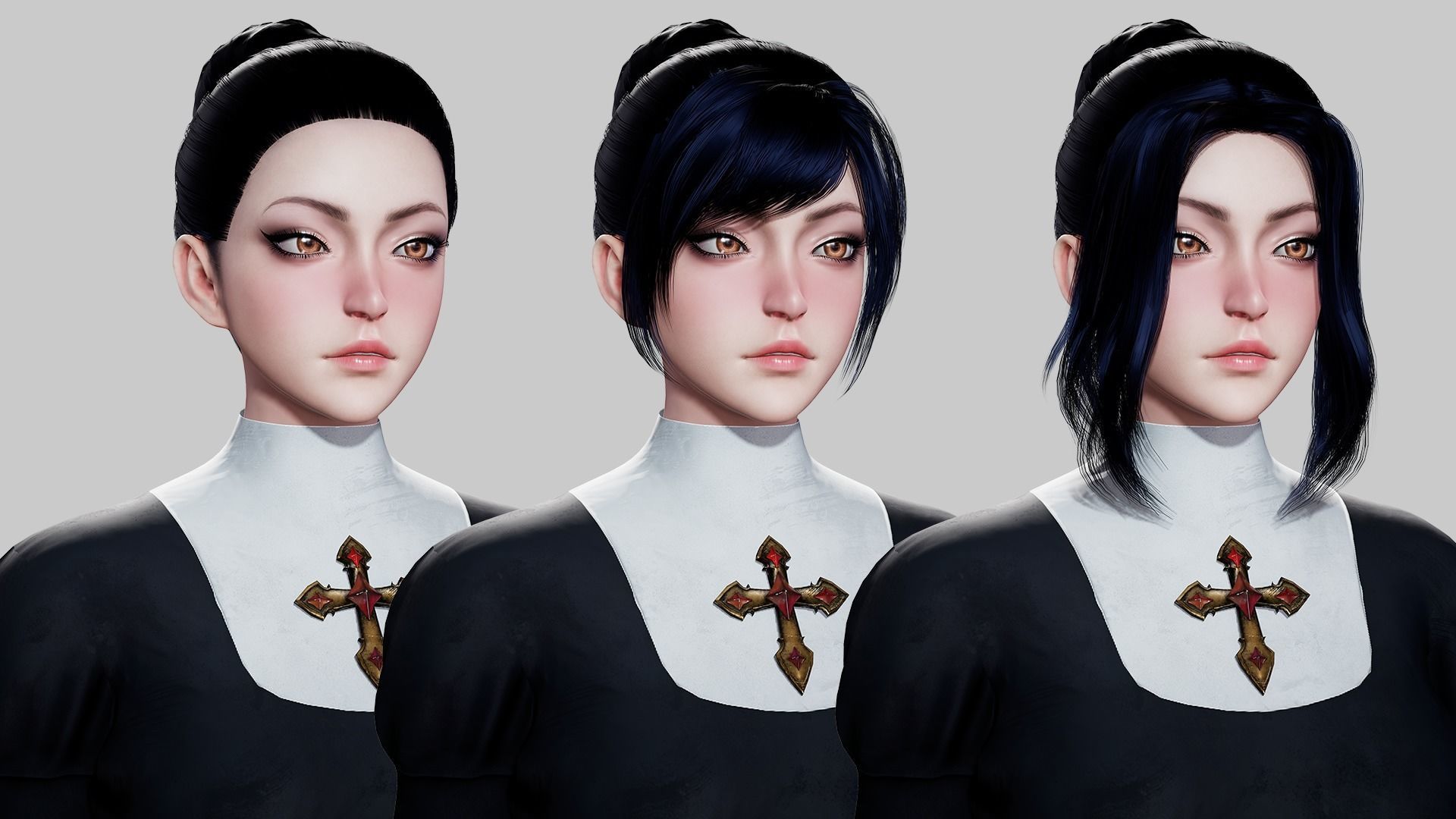 Nun - Game Ready Low-poly 3D model_8