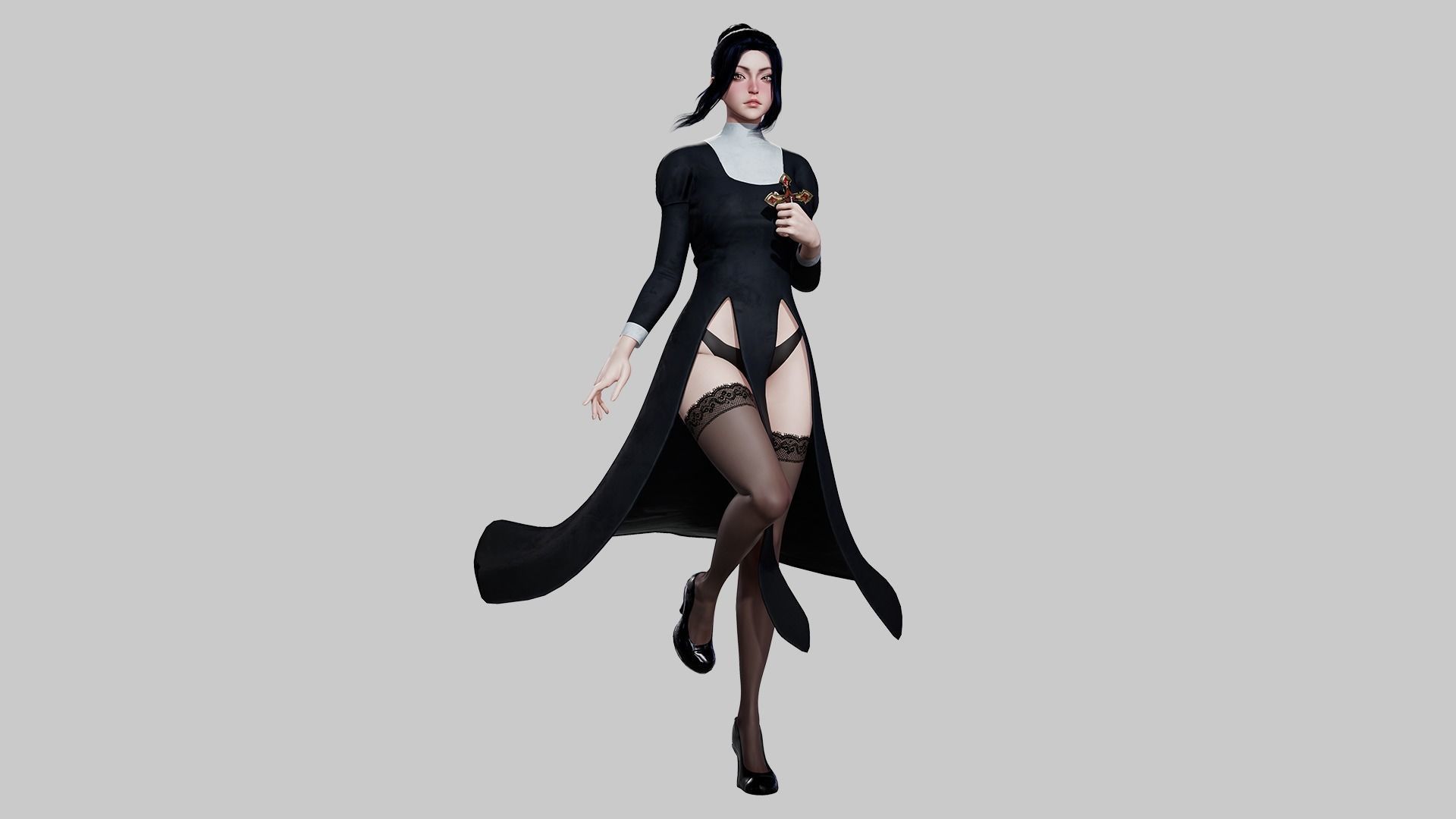 Nun - Game Ready Low-poly 3D model_10