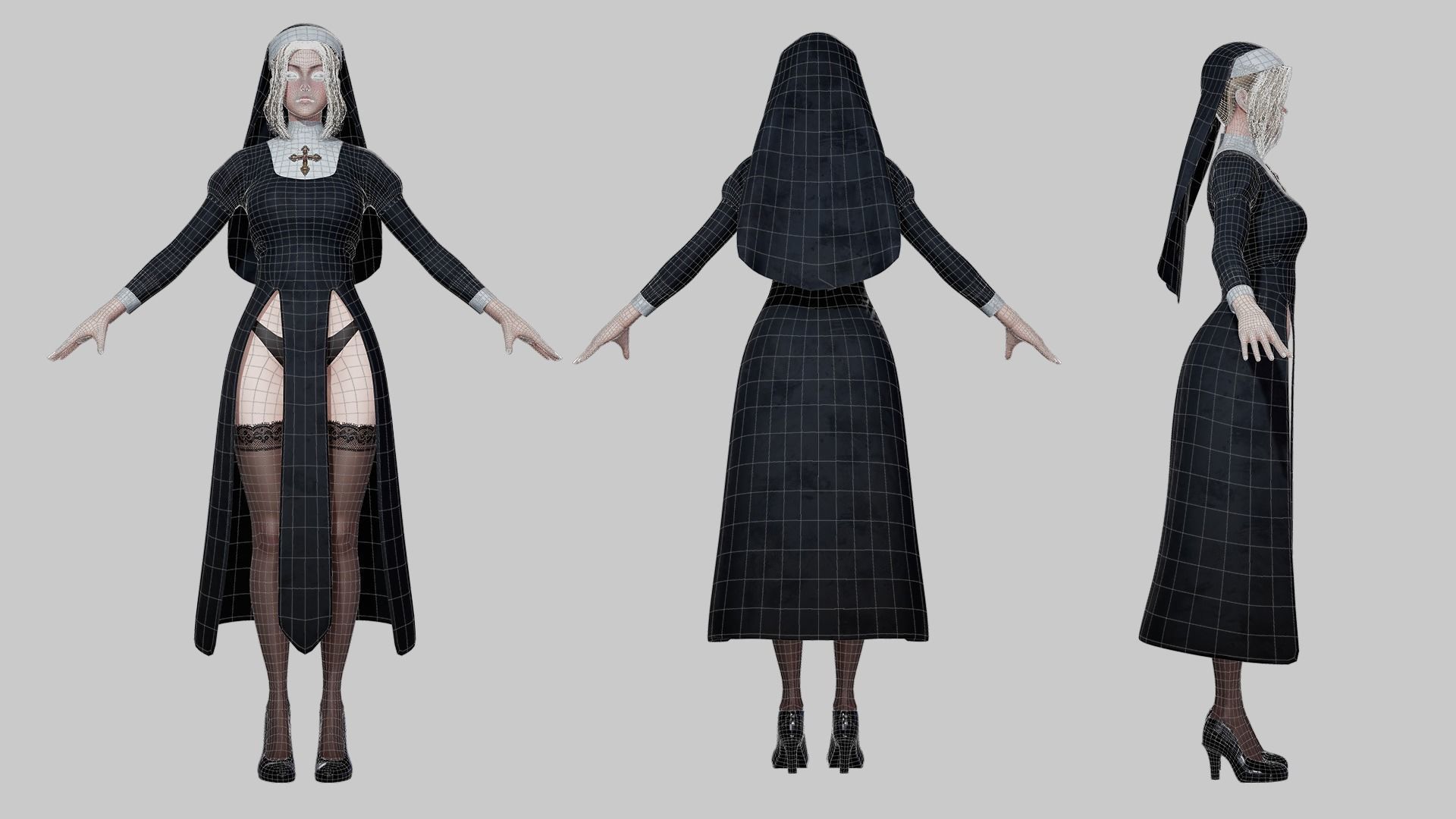 Nun - Game Ready Low-poly 3D model_16