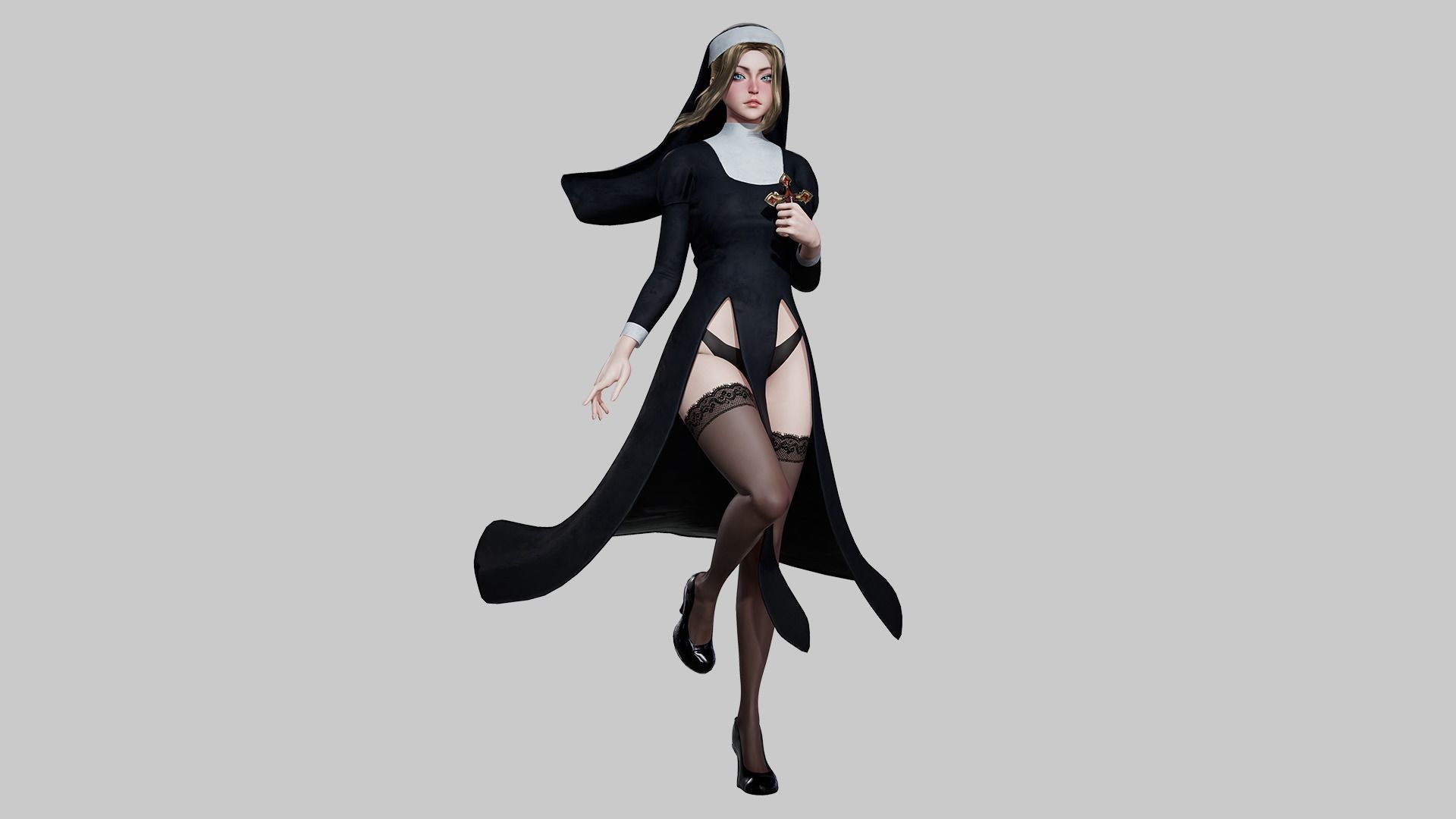 Nun - Game Ready Low-poly 3D model_20