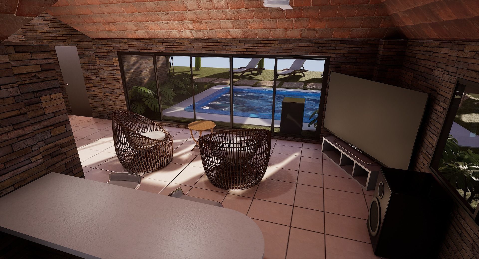 Pool House  Low-poly 3D model_13