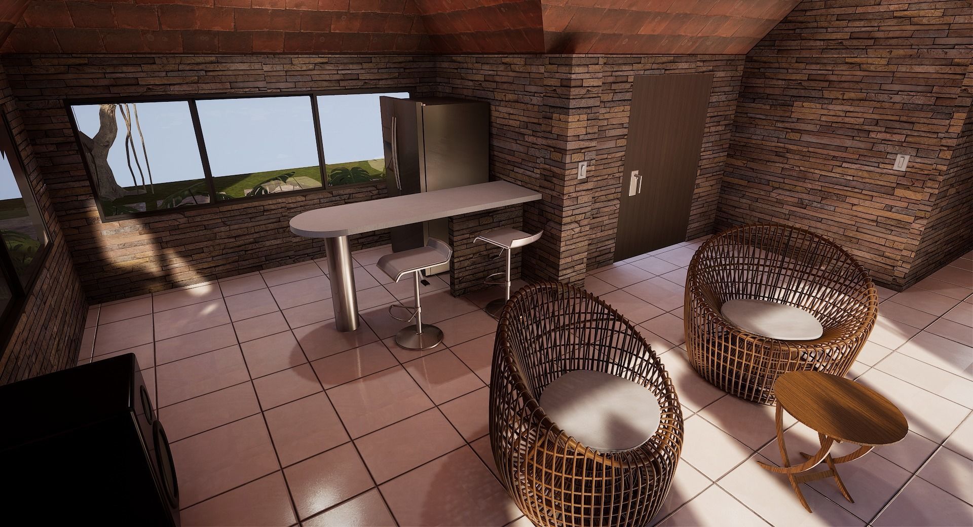 Pool House  Low-poly 3D model_12