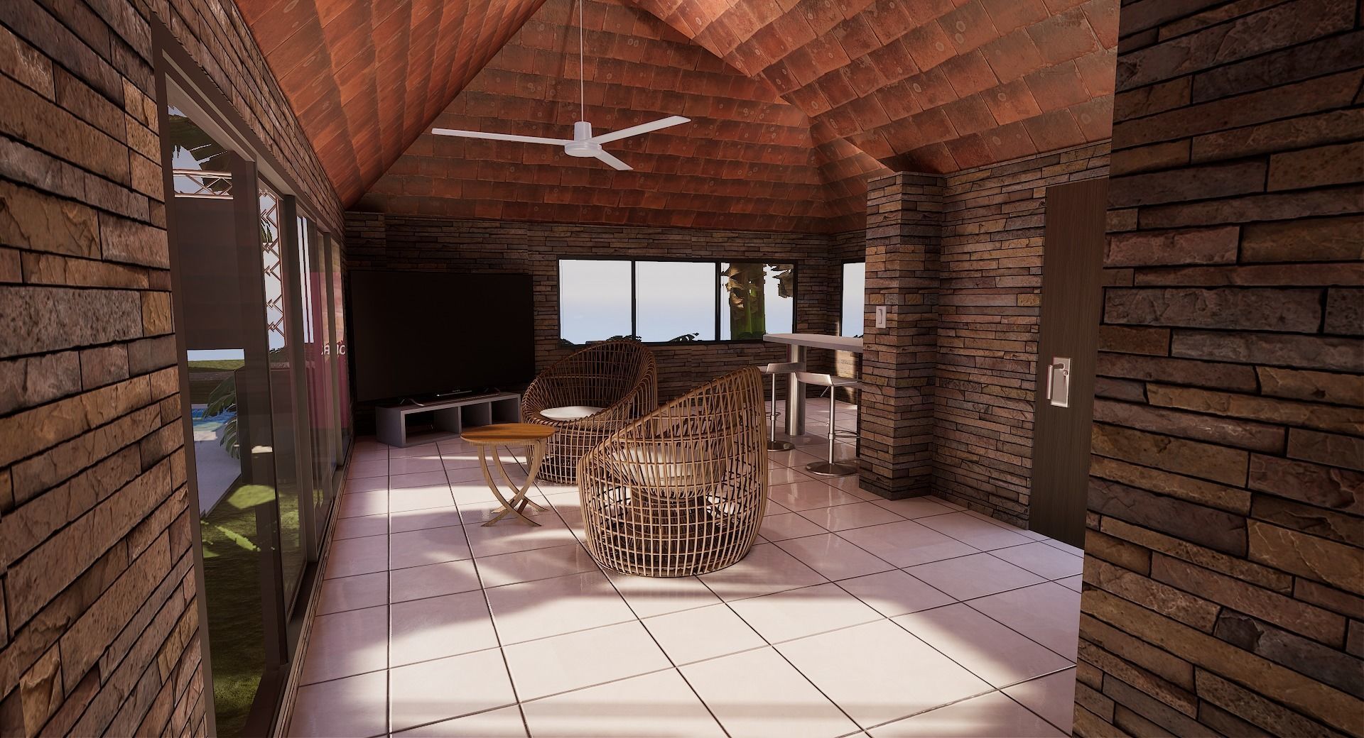 Pool House  Low-poly 3D model_6