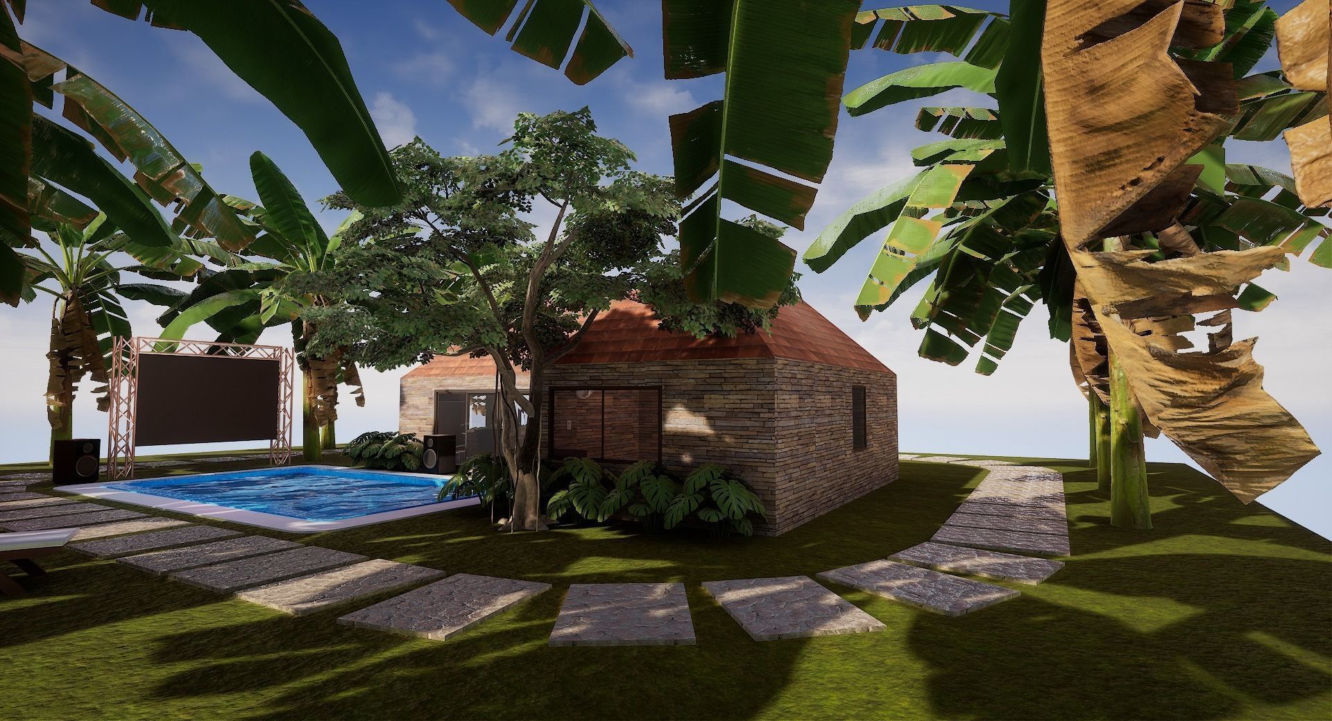 Pool House  Low-poly 3D model_10