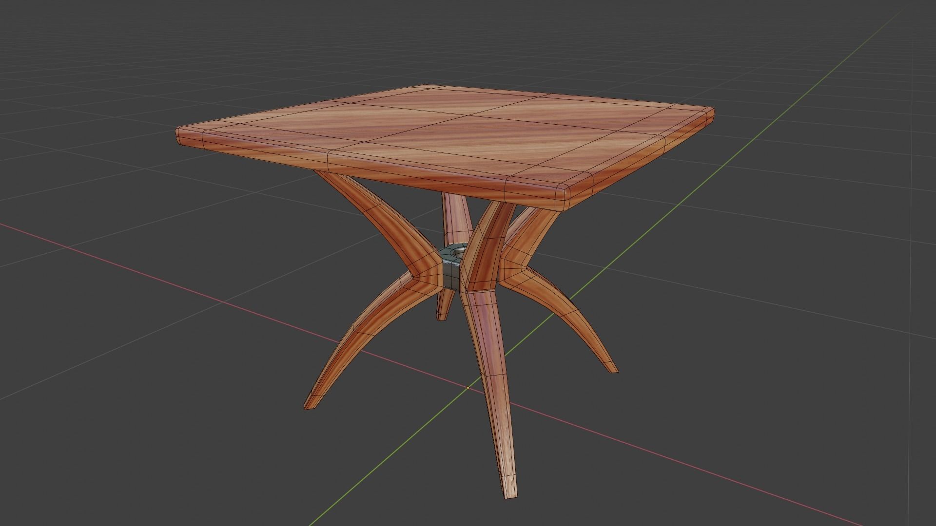 Table 1 side with wooden legs Low-poly 3D model_2