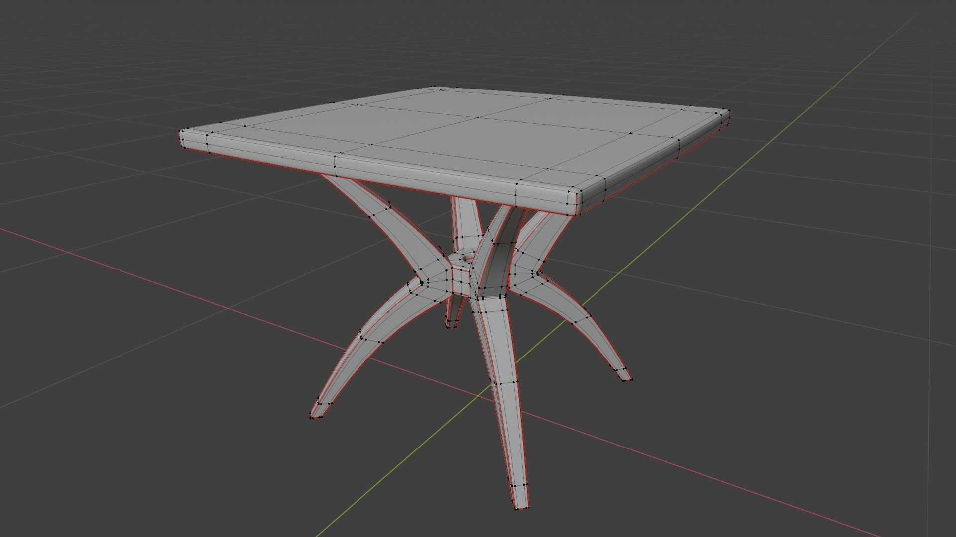 Table 1 side with wooden legs Low-poly 3D model_4