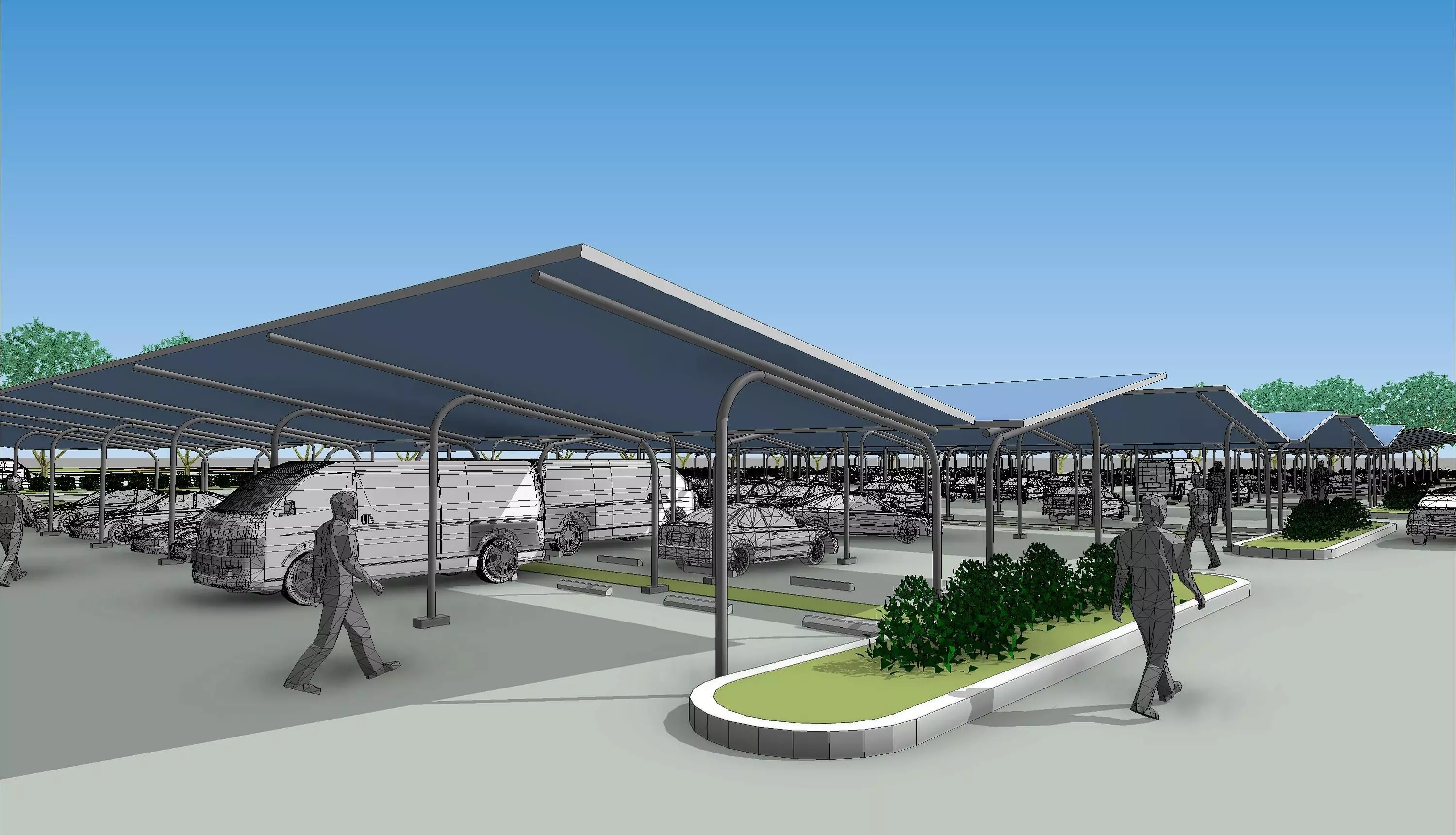 Solar carport 3D model_0