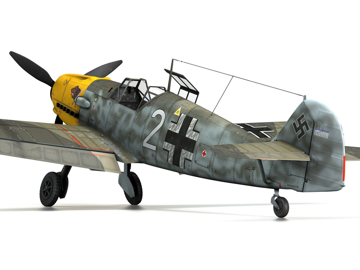 Messerschmitt - BF-109 E - White 2 - JG 5 3D model_14