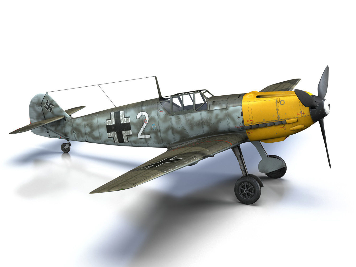 Messerschmitt - BF-109 E - White 2 - JG 5 3D model_17