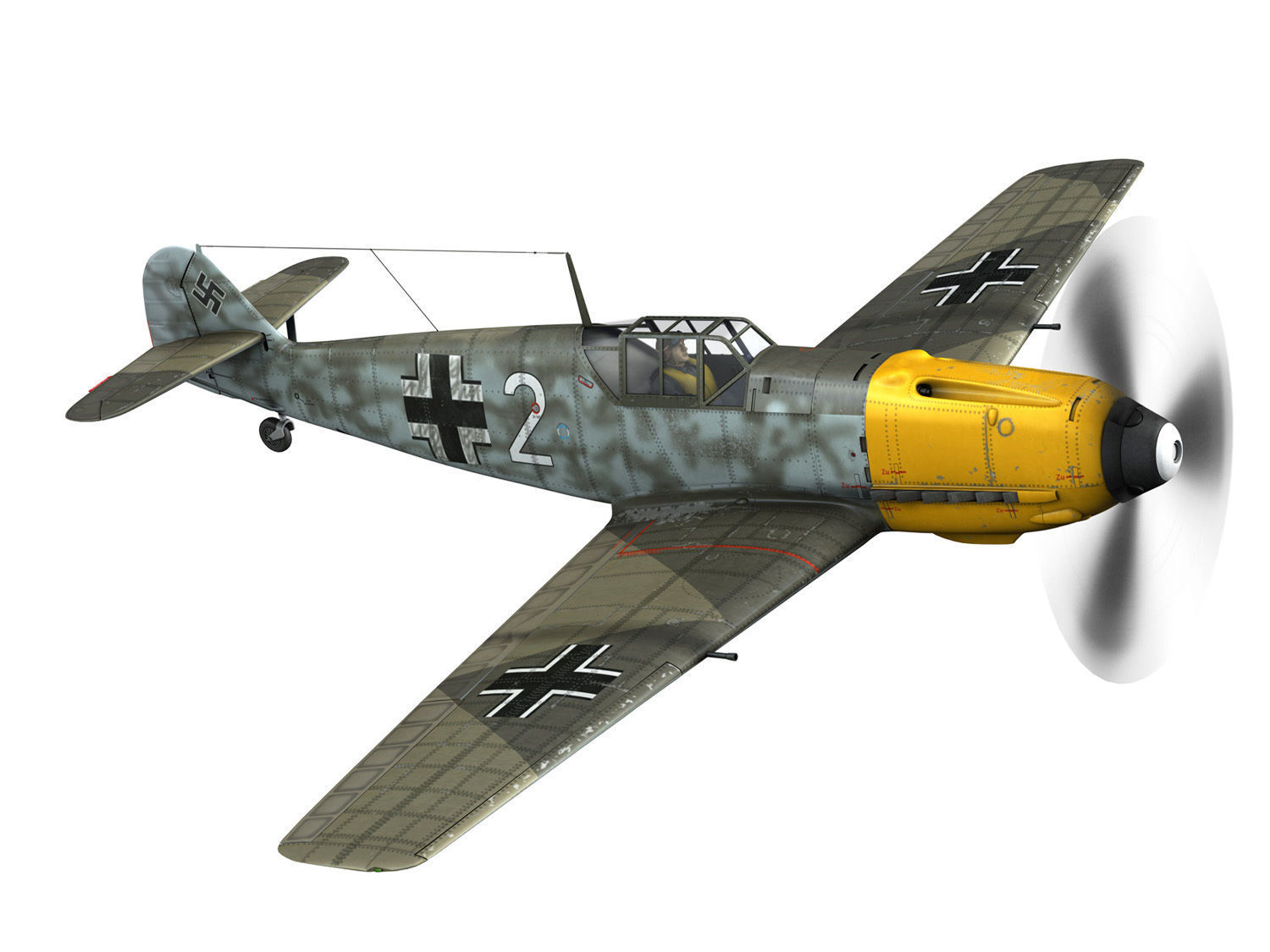 Messerschmitt - BF-109 E - White 2 - JG 5 3D model_8